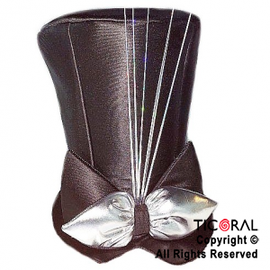 SOMBRERO GALERON NEGRO CON MOÑO PLATA x 1